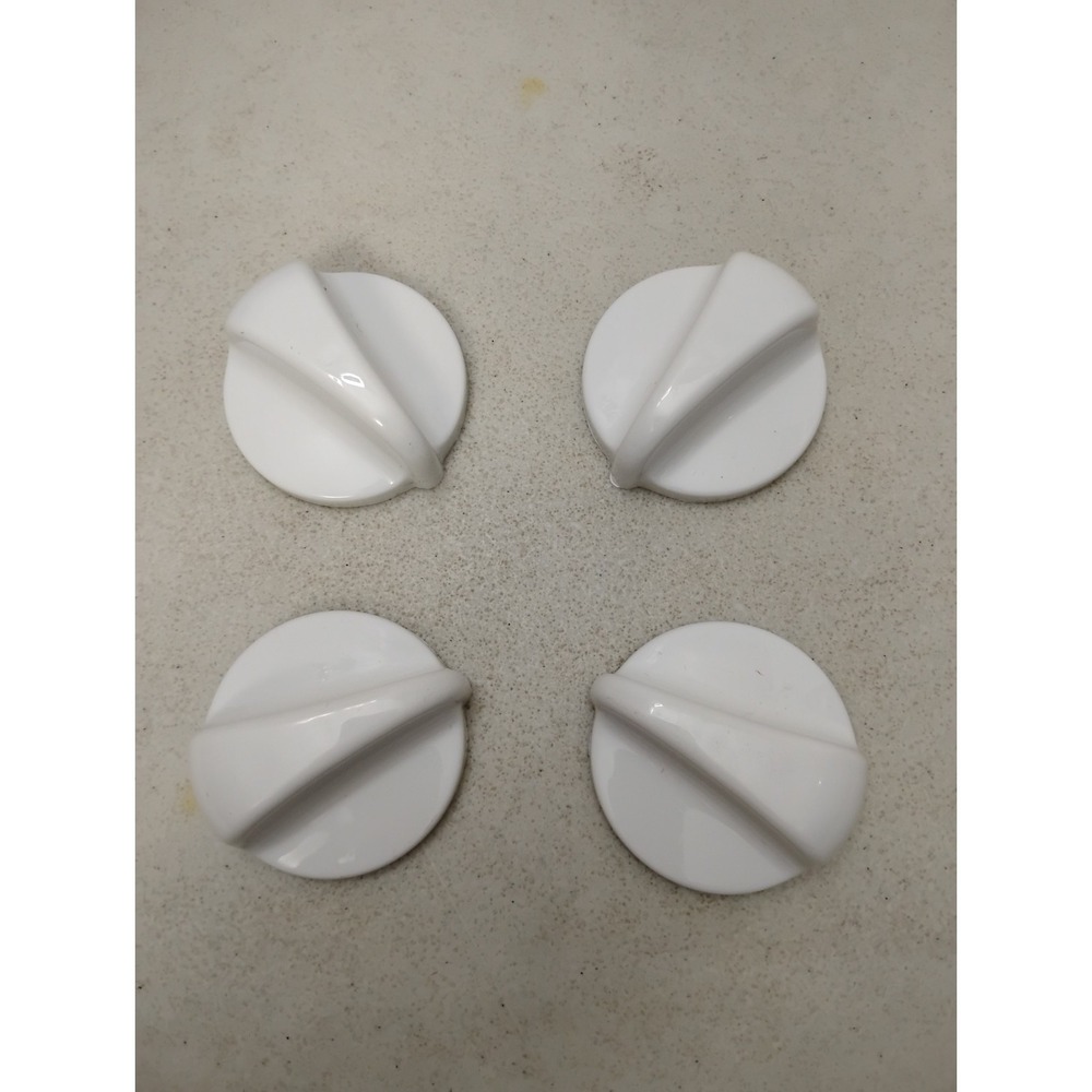 4-GE Range Oven Stove Range Burner Knobs White 164D3779  KIP5963 3 USED